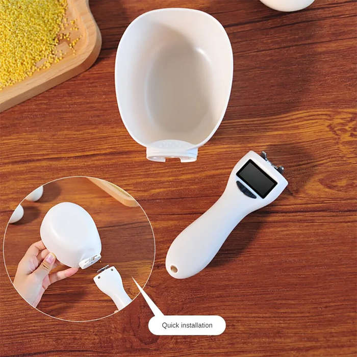 White - 800g/1g Kitchen Scale Spoon Measuring Spoon Cup Portable with LED Display Pet Food Weighing