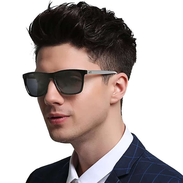 Grey - Men's Photochromic Sunglasses Classic Square UV400 Polarized Outdoor Cycling Sun Glasses