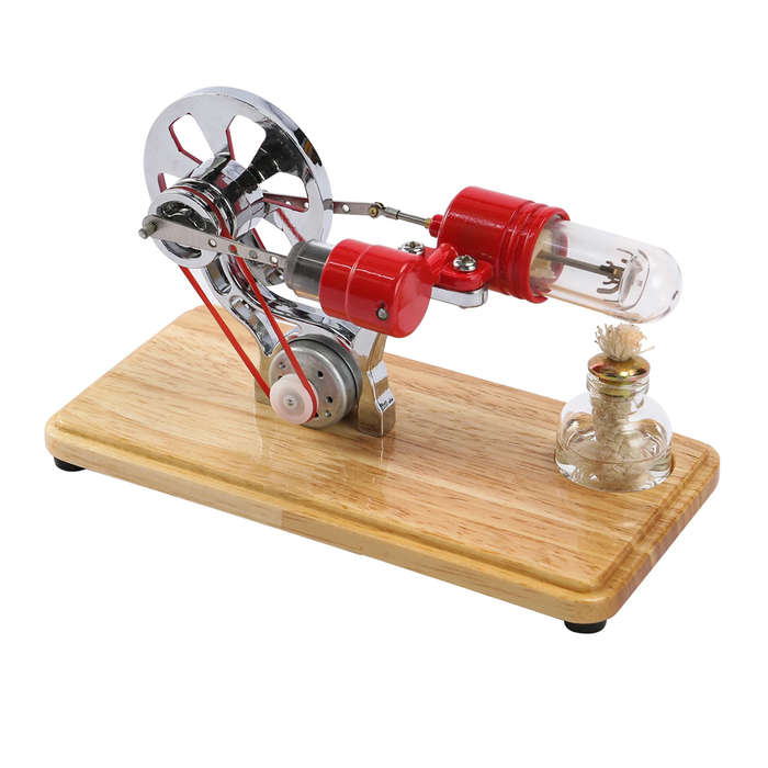 Silver - LL-009 Hot Air Stirling Engine Kit Model Electricity Generator Physical Generator Model wit