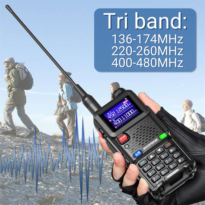 Baofeng UV-5RH 5W Tri-band EU Walkie Talkie 1.77inch Screen Large Range 2500mAh Type-C Rechargeable