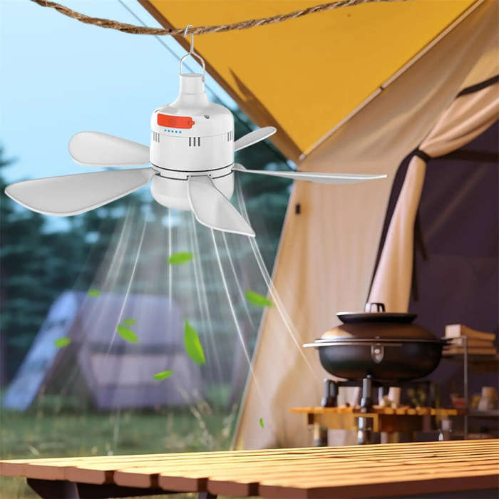 White - Tevorex Portable Ceiling Fan Wireless Cooling Fan with Remote Control and LED Light Outdoor