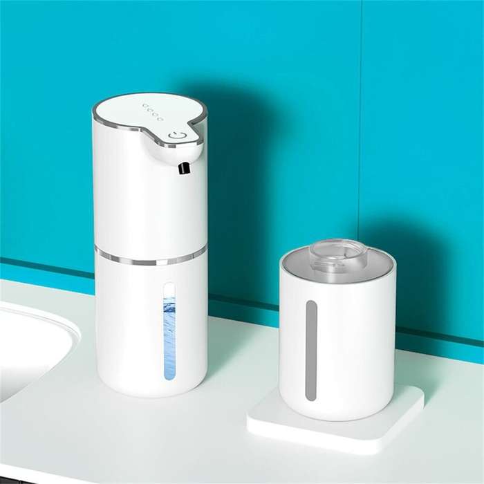 White - 4 Level Automatic Soap Dispenser Touchless Foaming Soap Dispenser 350ML USB Rechargeable Ele