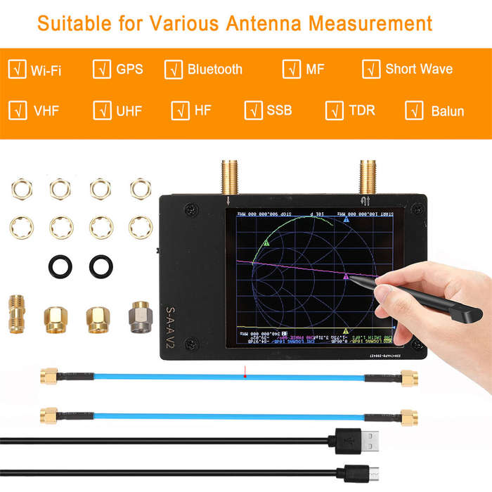 NanoVNA S-A-A-2 V2 3G Vector Network Analyzer Antenna Analyzer 10KHz~3GHz Shortwave HF VHF UHF Nano