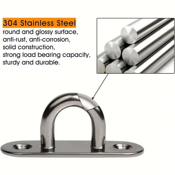 10pcs - Marine Grade Stainless Steel Oval Eye Plate 304 Anti Corrosion Fastening Kit for Shade Sail
