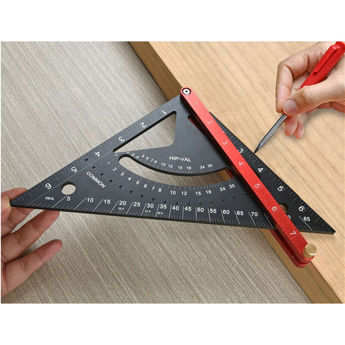 Black - Aluminum Alloy Triangle Ruler Thickened Base Precision Angle Measurement Multi Functional Po