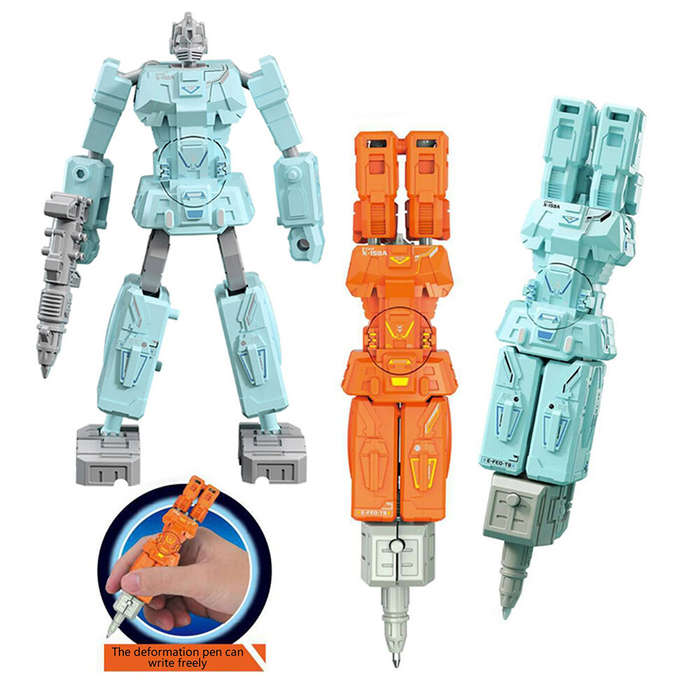 Blue - 2 In 1 Robot Toy Deformable Pen Robot Deformation Action Figure Model Children Kids Birthday