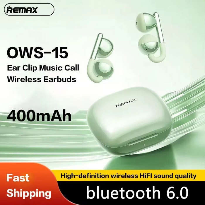 Black - RemaxOWS-15 OWS Earbuds Wireless bluetooth V6.0 Earphones HiFi Stereo ENC Noise Cancelling E