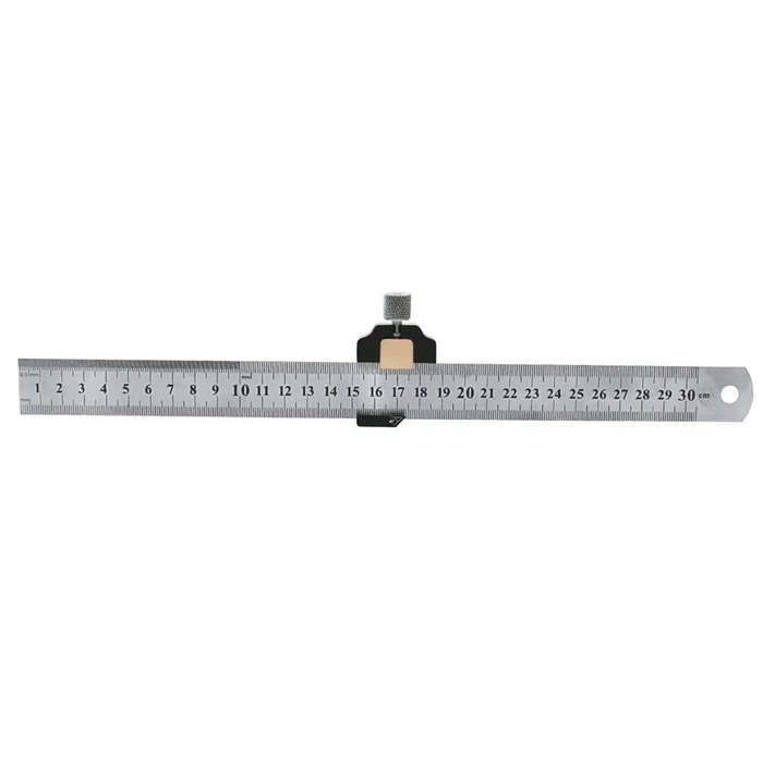 Silver - Combination Square Adjustable Steel Ruler Positioning Block 45 or 90 Degree Marking Gauge L