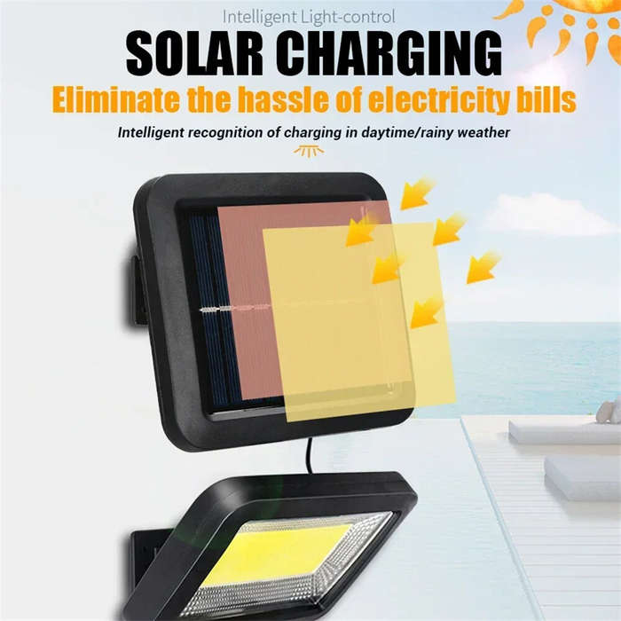 56LED - 100/120/128COB Solar Lights Outdoor Split Wall Lamp 3 Modes Waterproof Motion Sensor Street