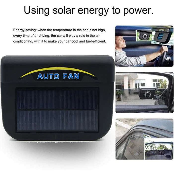 Black - Solar Power Car Cooling Fan Radiator Car Window Auto Air Vent Cool Fan Cooler Solar Panel En