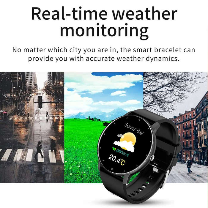 Black - LIGE 1.28inch HD Screen Heart Rate Blood Pressure Blood Oxygen Monitor Sleep Monitoring Mult