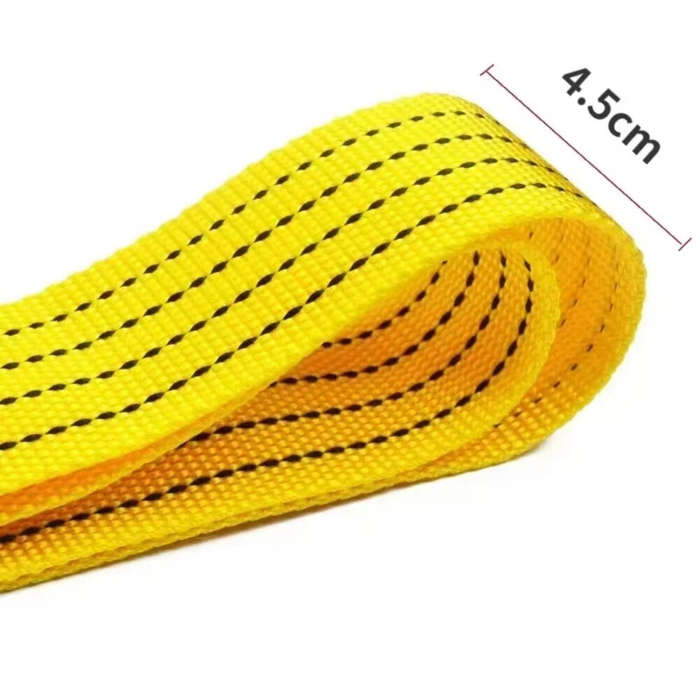 Yellow - Heavy Duty 4M Car Tow Cable 5 Ton Trailer Rope Towing Pull Rope with Hooks Van Road Recover