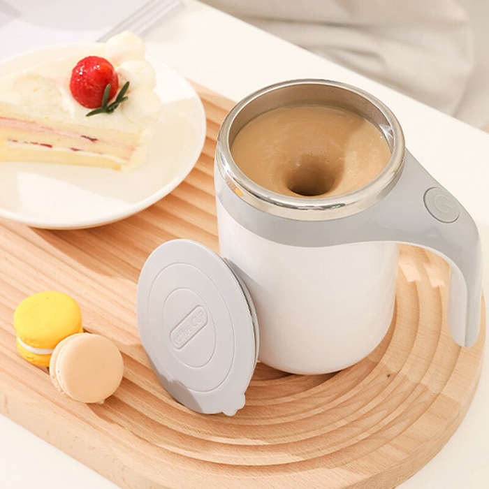 White - Automatic Stirring 380ml Magnetic Mug Rechargeable Model Stirring Coffee Cup Electric Stirri