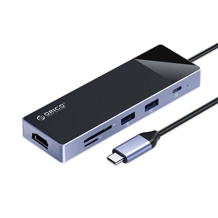 Black - Orico 10-in-1 Type-C Docking Station with USB3.0*4 / PD USB-C*2 / HD*1 / RJ45*1 / SD&TF Card
