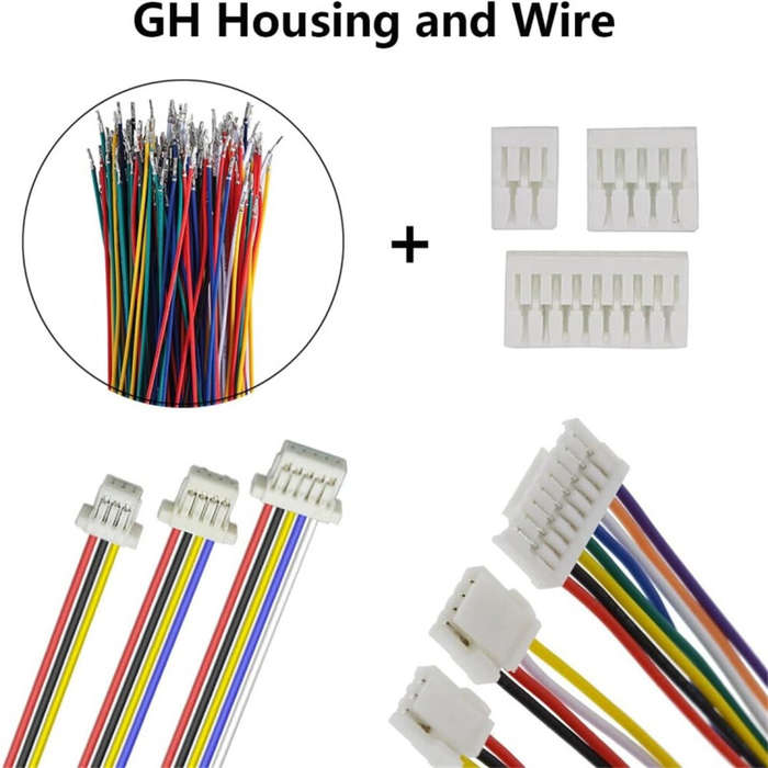 Kit - GH1.25MM Male Housing Connector Kit with Lock to DuPont 2.54MM Crimped Cables 20cm 26AWG Multi