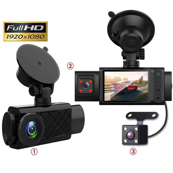 1080P Front & Rear 170 Car Driving Recorder Auto Dash Cam WIFI Three -lens 2 Inch Video Recording DV