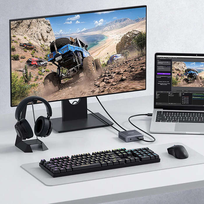 Grey - Hagibis THB03 4K HD-Compatible Video Capture Card Loop Out for Game Recording Live Streaming