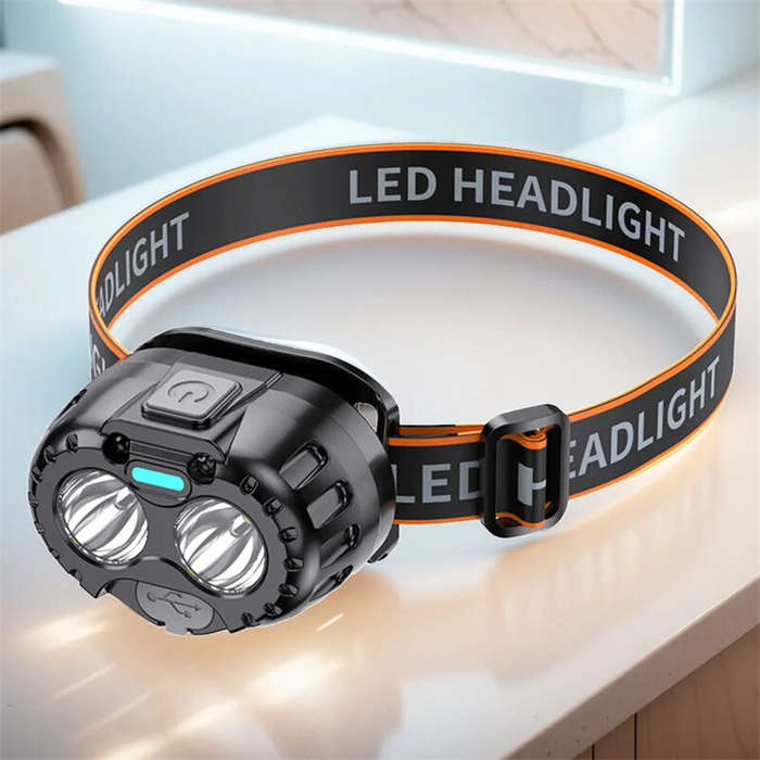 Black - Bikight Smart Sensor Powerful LED Headlamp USB Charging Emergency Head Flashlight 250LM XPE