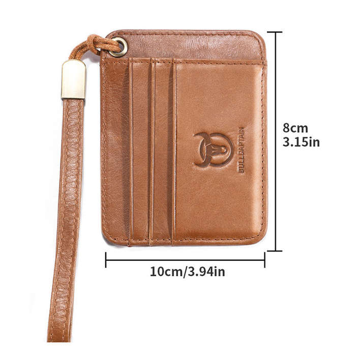 Coffee - BULLCAPTAIN Men's Genuine Leather Credit Card Holder Mini RFID Protection Card Bag Thin Coi