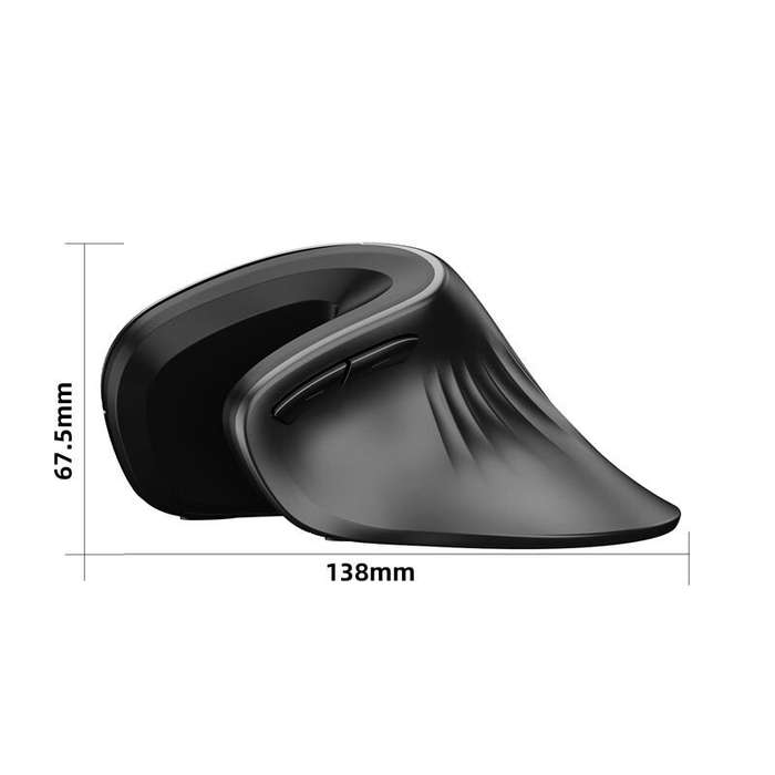 Black - T27 Vertical Wireless Mouse Rechargeable Silent Click 1200-3200 DPI Ergonomic USB 2.4G Optic