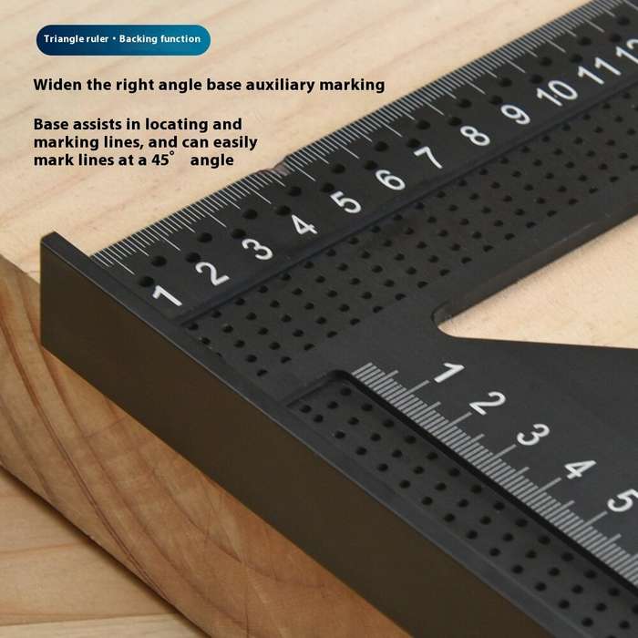 Black - Aluminum Alloy 7 Inch Right Angle Ruler Metric Imperial Scale 90 Degree Angle Carpenter Squa
