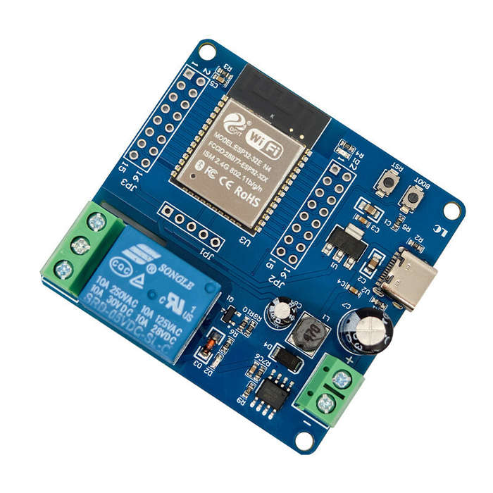 Board Only - ESP32-C6 WiFi BT Development Board DC 5-60V Single Channel Relay Module Onboard Type-C