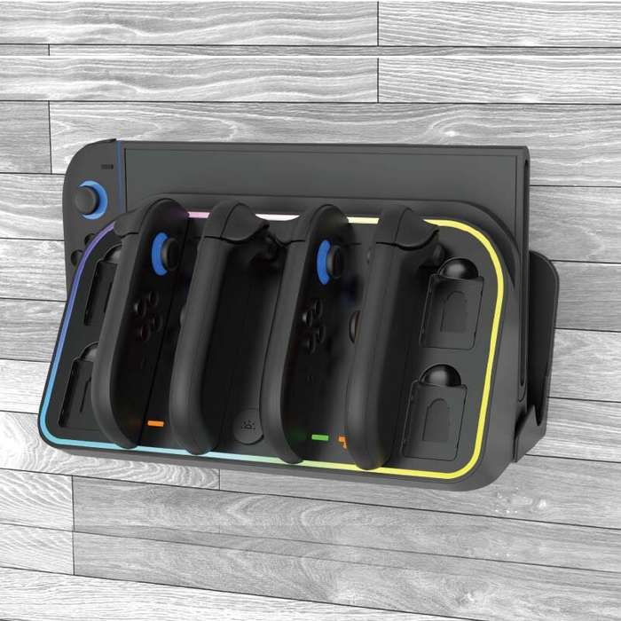 Black - IPLAY HBS-2807 Wall-Mounted Charging Dock for NS2 Controller Gamepad Charger RGB Lighting Ga