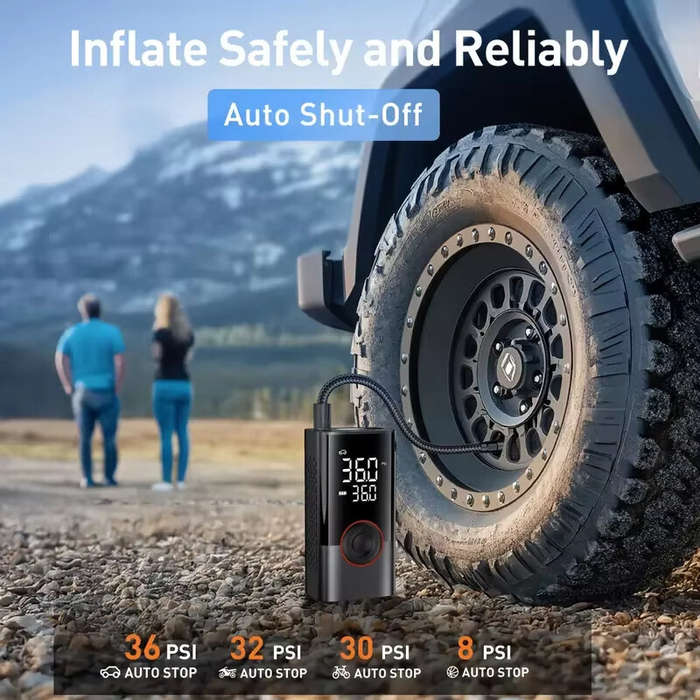 Black - ATJ- 005 150PSI Smart Air Pump Tire Inflator Portable Air Compressor with Digital Pressure G