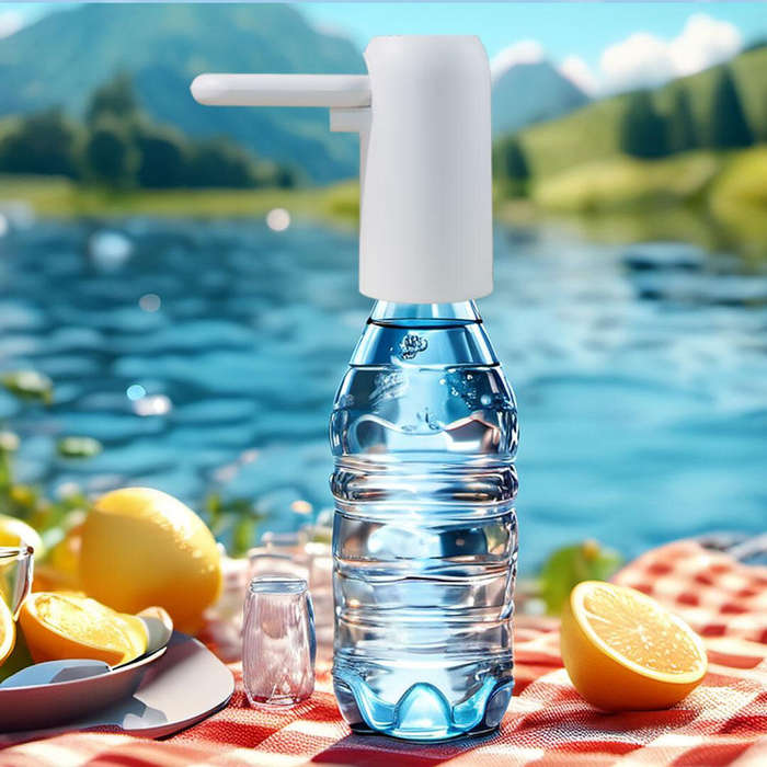 White - MEMEMAX Foldable Dual-Pump Water Dispenser Portable Rechargeable 300ML/1000ML Auto Stop Wate