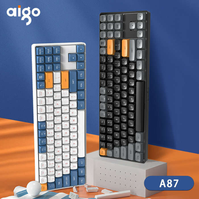 Aigo A87 Gaming Mechanical Keyboard 89 Keys 2.4G Wireless USB Type-c Wired Blue Switch Hot Swap Rech