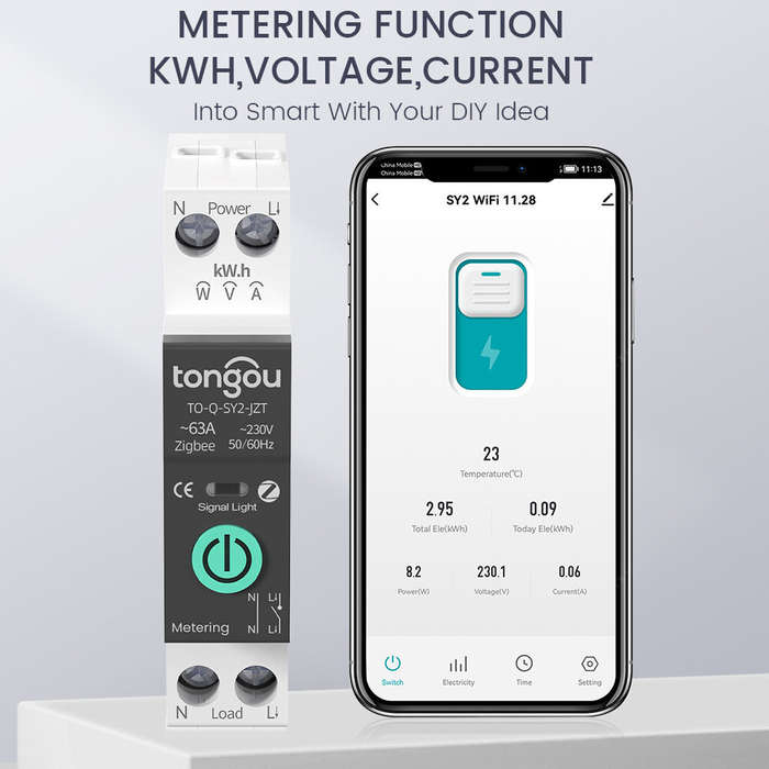 Black - Tongou TUYA Zigbe Smart Circuit Breaker 1A-63A Over Current Voltage Protection Energy Monito