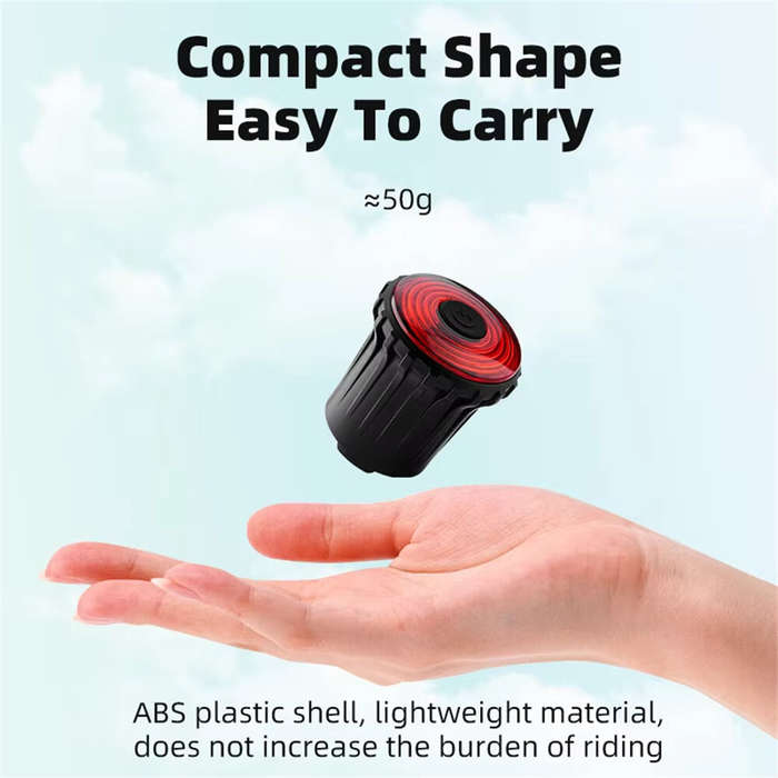 Black - ROCKBROS WR05 100LM Smart Smart Brake Bicycle Taillight 7 Lighting Modes USB Charging 500mAH