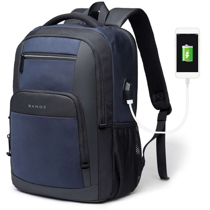 Blue - BANGE Backpack Men's Shoulder Bag 15.6 Laptop Computer Bag Casual Sports Travel Backpack Brea