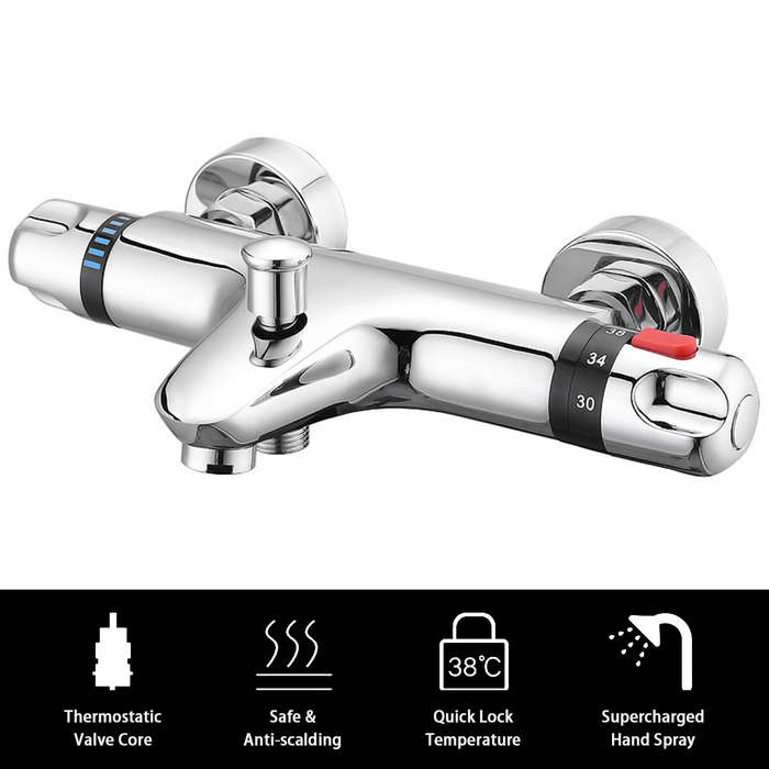 Bathroom Brass Chrome Thermostatic Shower Faucet Mixer Value Dual Handle Bathtub Shower Faucet Cold