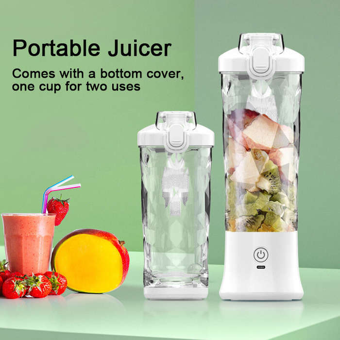 White - Portable Blender Electric Juicer 600ML Fruit Mixers 4000mAh USB Rechargeable Smoothie Mini B