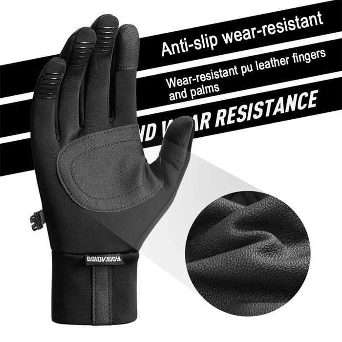 M - IPRee Winter Cycling Gloves for Men's Warm Outdoor Sports Windproof Anti Slip Waterproof Velvet
