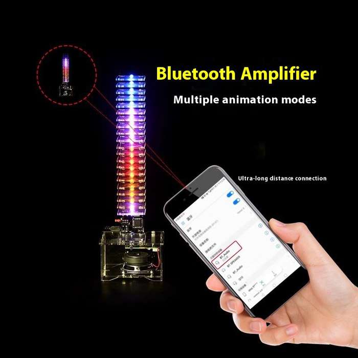 DIY Kit - 21-Segment Crystal LED Audio Spectrum Light Bluetooth USB SD Card Support Wireless Music V