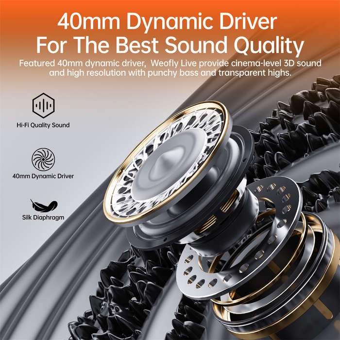 Black - Weofly Live ANC Headset bluetooth 5.4 Headphones Hybrids Active Noise Cancelling 4-Mic ENC N