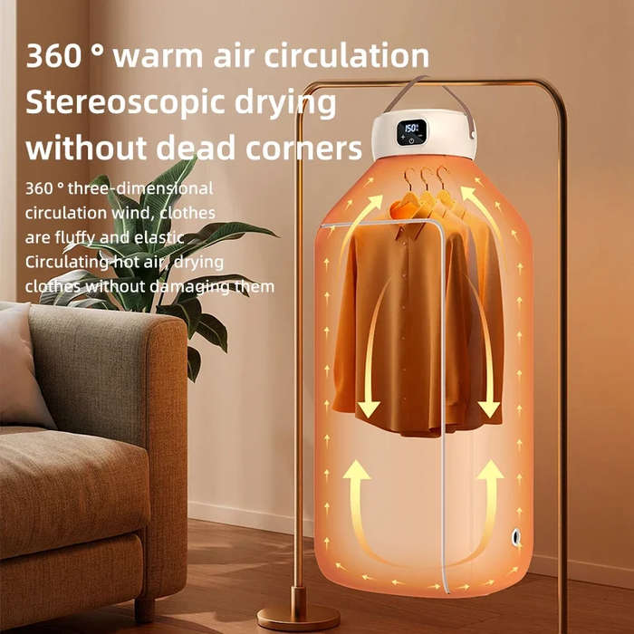 EU Plug - Multifunctional Dryer Electric Clothes Household Cabinet Floor Machine Laundry LCD Dryer W