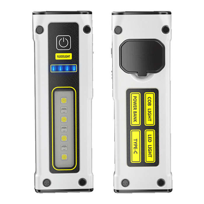 Black - XPG COB LED Flashlight 2000mAh 7Gear Double Light Source Flashlight Mini Torch Magnet Emerge