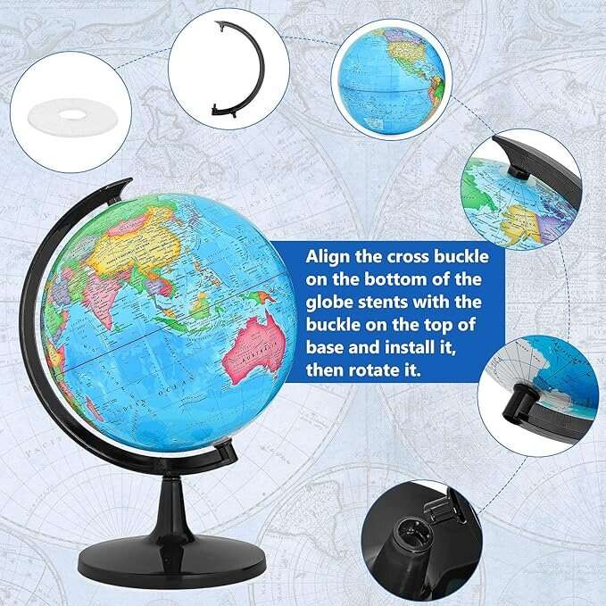 32CM Educational World Globe with Weighted Base Classroom Decorative Large Earth for Students Geogra