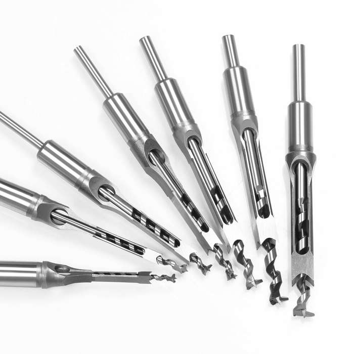 7PCS Woodworking Square Hole Drill Bit Mortising Chisel Drill Auger Drill Core Spade Drill Set 6.4/8
