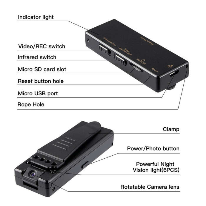 HD 1080P Mini Portable Camera Video Recorder Action DVR Camera Body Monitor Detection Night Vision M