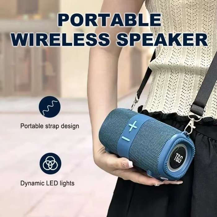 Blue - TG667 Portable bluetooth Speaker Handheld Speaker 52mm Driver RGB Light TWS Support AUX U Dis
