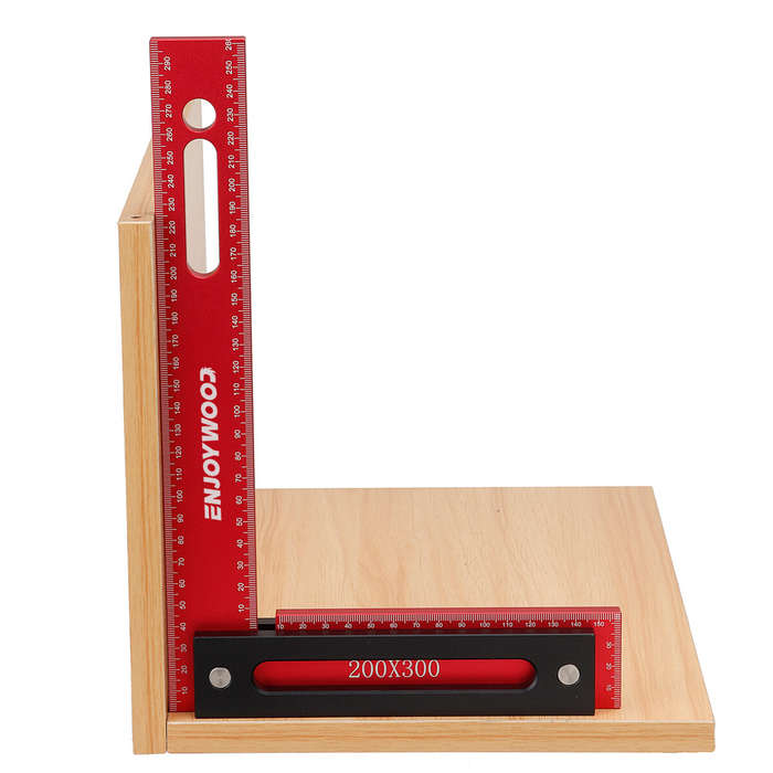 Metric - ENJOYWOOD 300x200mm Aluminum Alloy Precision Woodworking Square Right Angle Ruler with Base