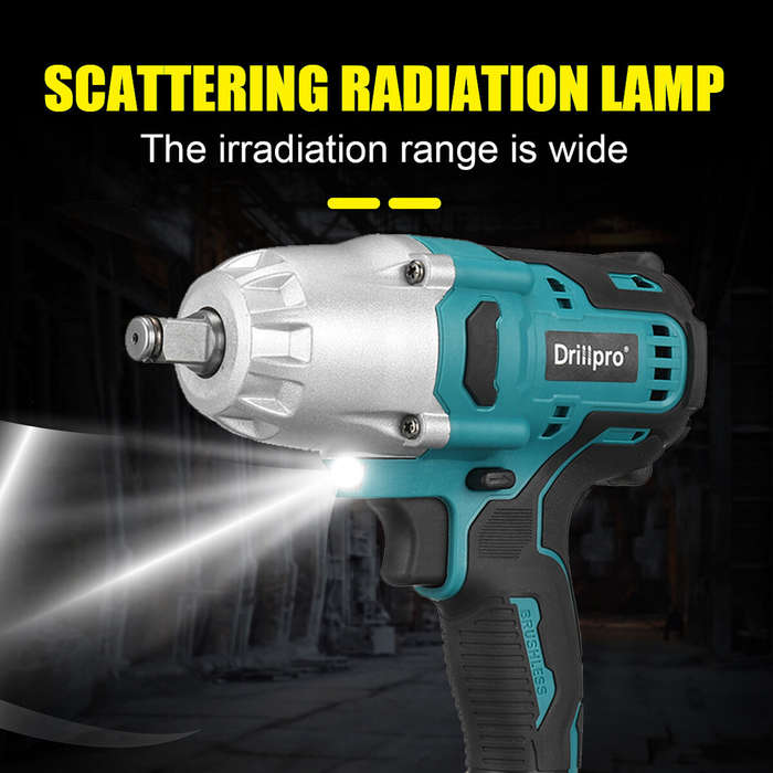 Yellow - Drillpro 18V 600N.M High Torque Brushless Electric Impact Wrench Without Battery
