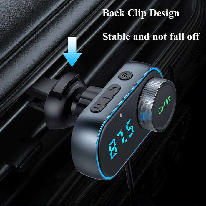 T78 Air Outlet Car bluetooth V5.0 FM Transmitter 30W PD + QC3.0 Fast Charger Hi-fi Music Player Hand