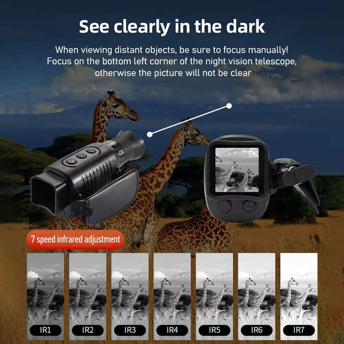 Black - IPRee R7 Infrared Night Vision Device Digital Night Vision Monocular with 1.54 inch TFT Scre