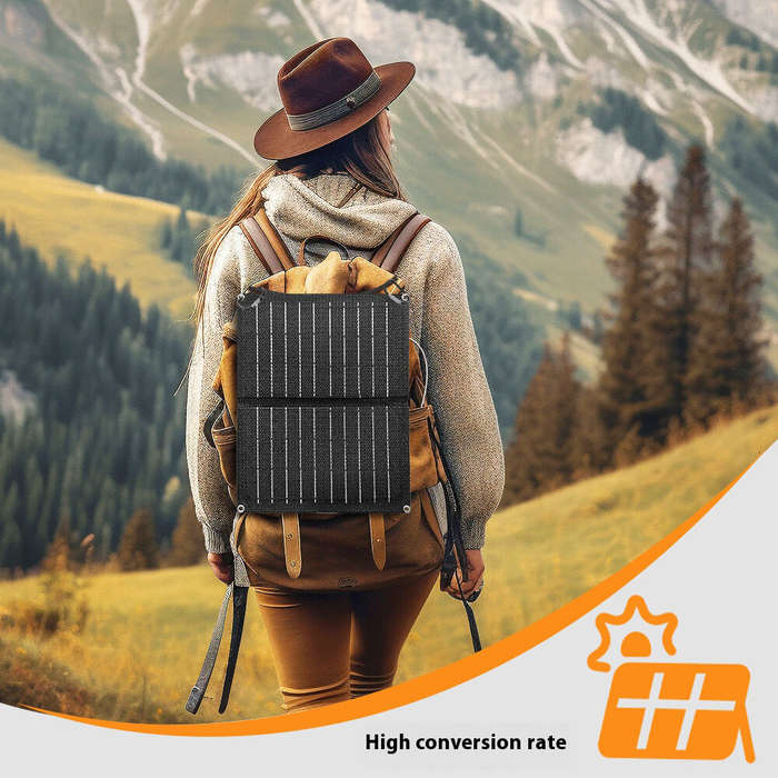 Black - 9W Portable Solar Panel Monocrystalline Silicon 6V Outdoor Charging Mobile Phone Tablet Powe