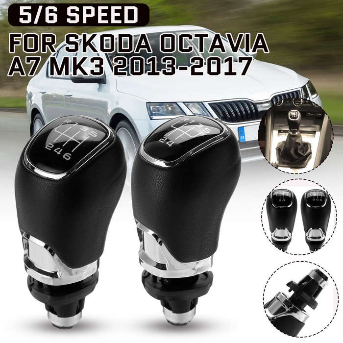 5 - 5 6 Speed Car Gear Shift Knob For Skoda/Octavia A7 MK3 2013-2017 PU Leather Manual Shifter Lever